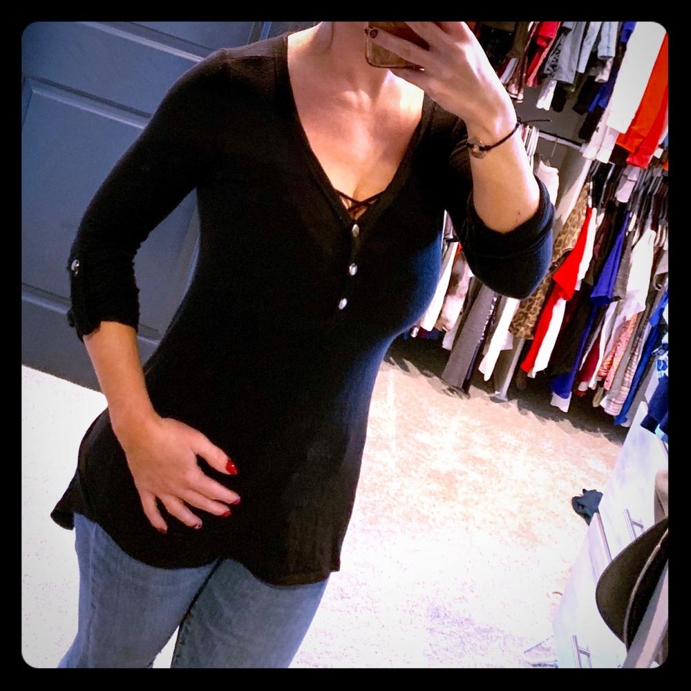 Black button Tee